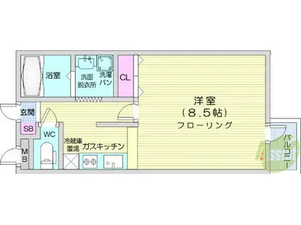 マルタⅡ(1K/2階)の間取り写真