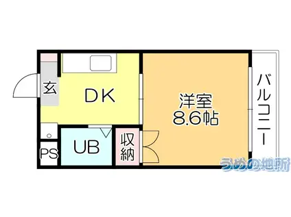 コーポ加月B棟(1DK/3階)の間取り写真