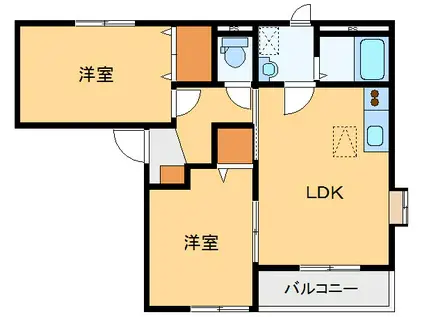 グランドール連取 B(2LDK/2階)の間取り写真