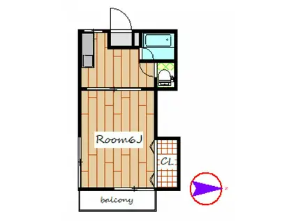東ハイツかんざわ(1DK/3階)の間取り写真