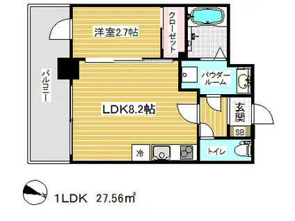 アドバンス三宮ラシュレ(1LDK/9階)の間取り写真