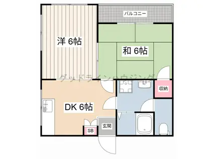 コートグレース2番館(2DK/2階)の間取り写真