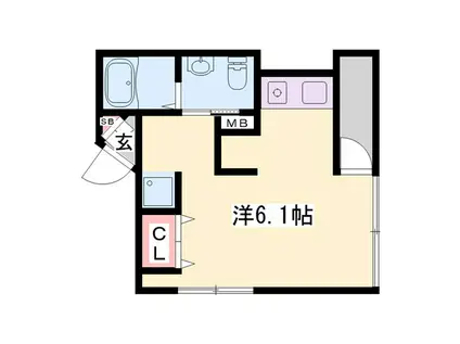 べアーレ(ワンルーム/1階)の間取り写真