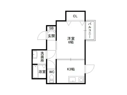 PLACE ONE(1K/1階)の間取り写真