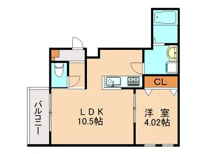 CHERIM竹下II(1LDK/1階)の間取り写真