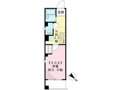 BELLE LUMIERE 薬師 ベル ルミエール薬師(1K/3階)の間取り写真