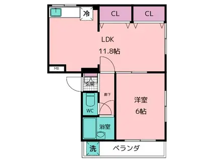 メゾンベアフルート(1LDK/3階)の間取り写真