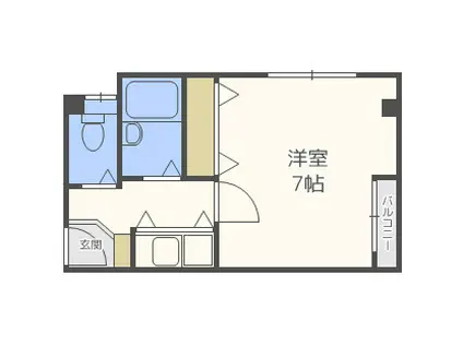 カーサゼブラ土佐堀(1K/2階)の間取り写真