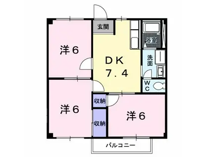 メゾンファミール I(3DK/1階)の間取り写真