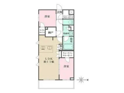 LA PERLA JIYUGAOKAII(2LDK/2階)の間取り写真