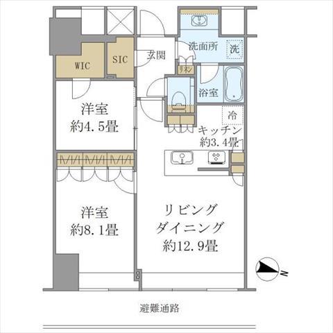 BRILLIA TOWER堂島(2LDK/12階)の間取り写真