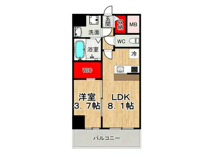 レオンコンフォート難波クレア(1LDK/13階)の間取り写真