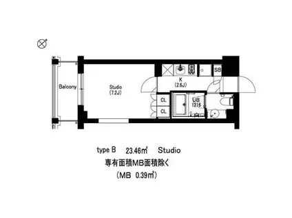エスティメゾン武蔵小山II(1K/4階)の間取り写真