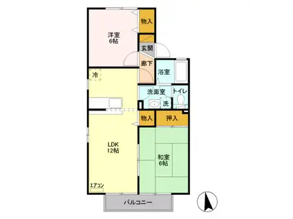 アラモード(2LDK/2階)の間取り写真