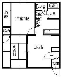 ノースシティI(2DK/2階)の間取り写真