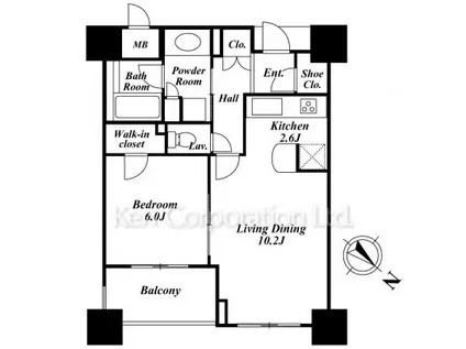 リーデンススクエア桜木町(1LDK/5階)の間取り写真