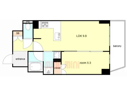 リーガル神戸三宮II(1LDK/7階)の間取り写真