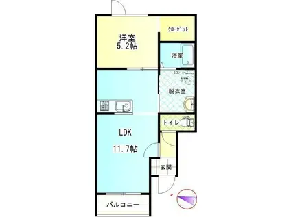 PIATTOV(1LDK/3階)の間取り写真