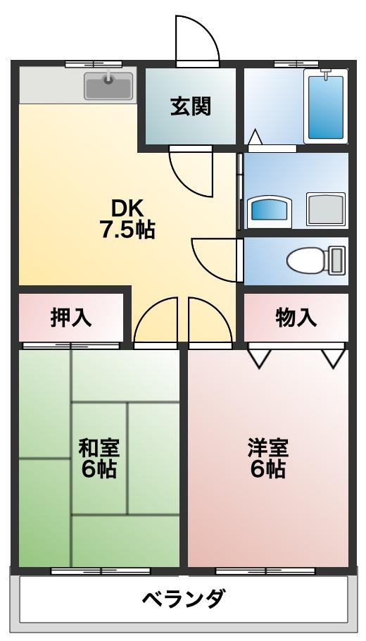 サンエイハイツ(2DK/2階)の間取り写真