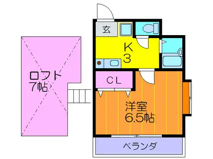 SUNHILLS KAWAMOTO(1K/3階)の間取り写真