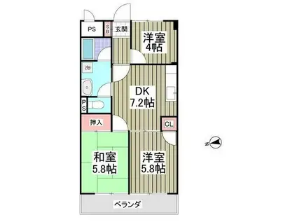 ブルジョン7(3DK/2階)の間取り写真