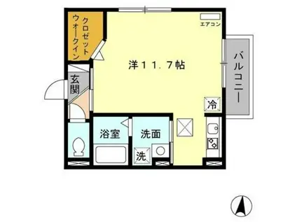 リヴェール(ワンルーム/1階)の間取り写真