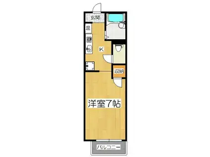 ラプラス竹鼻II(ワンルーム/2階)の間取り写真