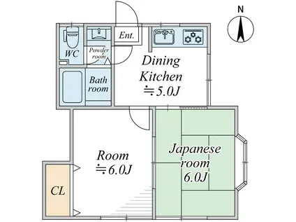 GLORIOUS戸塚(2DK/1階)の間取り写真