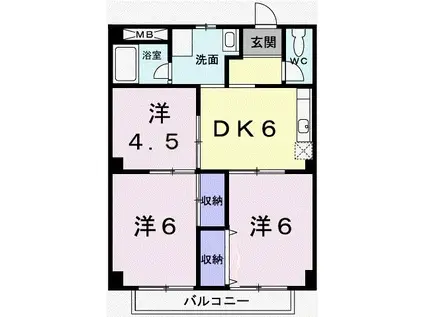 パルネット辻井(3DK/2階)の間取り写真
