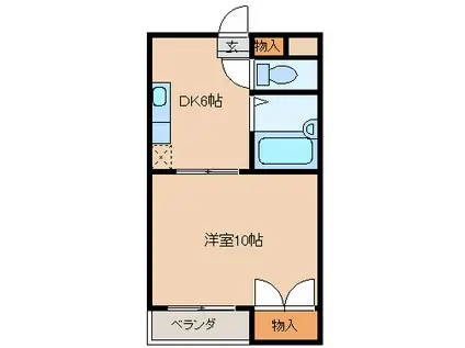 コーポ油田1号館(1K/2階)の間取り写真