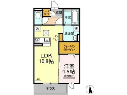メゾンドソレイユ(1LDK/1階)の間取り写真