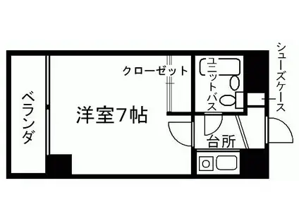 ビューテラス上町(1K/8階)の間取り写真