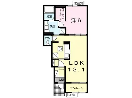 リブ・ルーチェ(1LDK/1階)の間取り写真