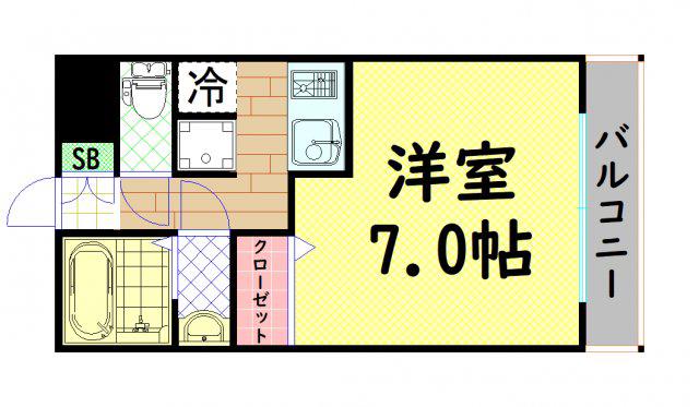 スワンズシティ北堀江(1K/10階)の間取り写真