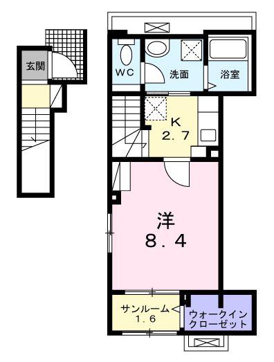 プラシードCOCOIII(1K/2階)の間取り写真