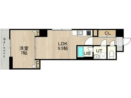 CITY SPIRE浜大津駅前(1LDK/10階)の間取り写真