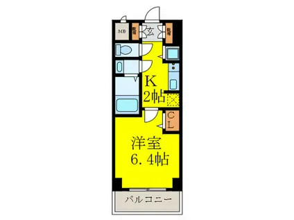 S-RESIDENCE江坂(1K/13階)の間取り写真