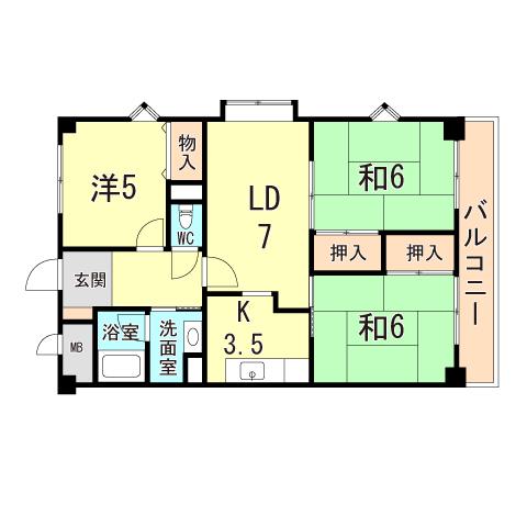 ラフィナートYOK(3LDK/3階)の間取り写真