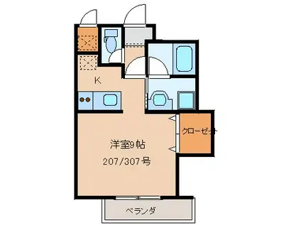 アイビークレスト(1K/3階)の間取り写真