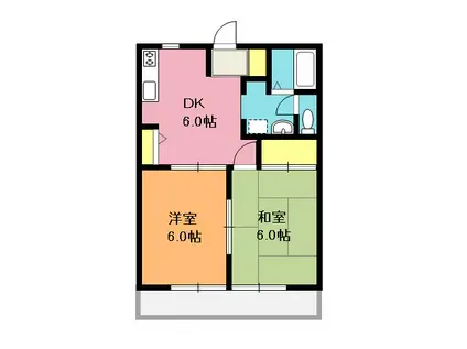 ルミエールA棟(2DK/1階)の間取り写真