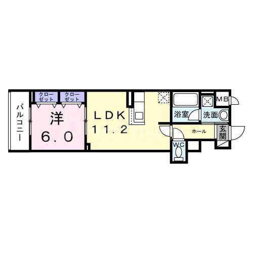 スカイノッツ北赤羽(1LDK/2階)の間取り写真