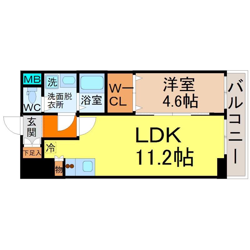 フォレシティ新栄(1LDK/10階)の間取り写真