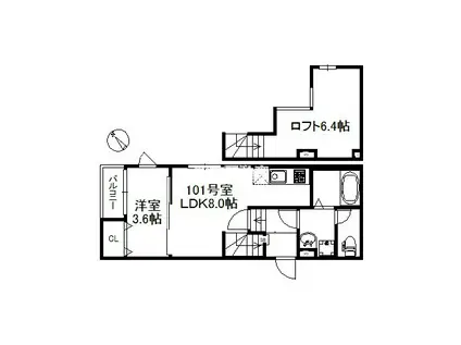 FERUME(1LDK/1階)の間取り写真