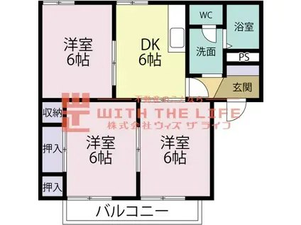 テラスコート花水木(3DK/2階)の間取り写真