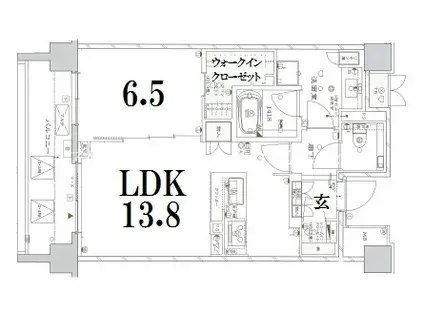 ザ・パークハウス京都鴨川御所東(1SLDK/2階)の間取り写真