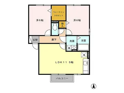 メゾンベール(2LDK/1階)の間取り写真