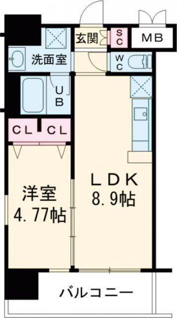 プレジオ布施ASIAN(1LDK/14階)の間取り写真