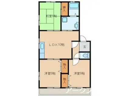 サニーガーデンI(3LDK/1階)の間取り写真