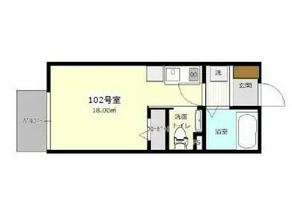 ケルヴィンレジデンス(ワンルーム/1階)の間取り写真