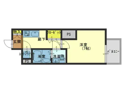 アドバンス上町台ラシュレ(1K/9階)の間取り写真